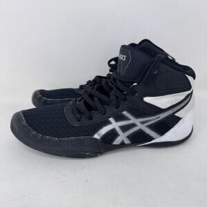 ASICS Matflex 6 Wrestling Shoes Youth Sz 5 Black Logo Mid Top‎ Lace Up 1084A007